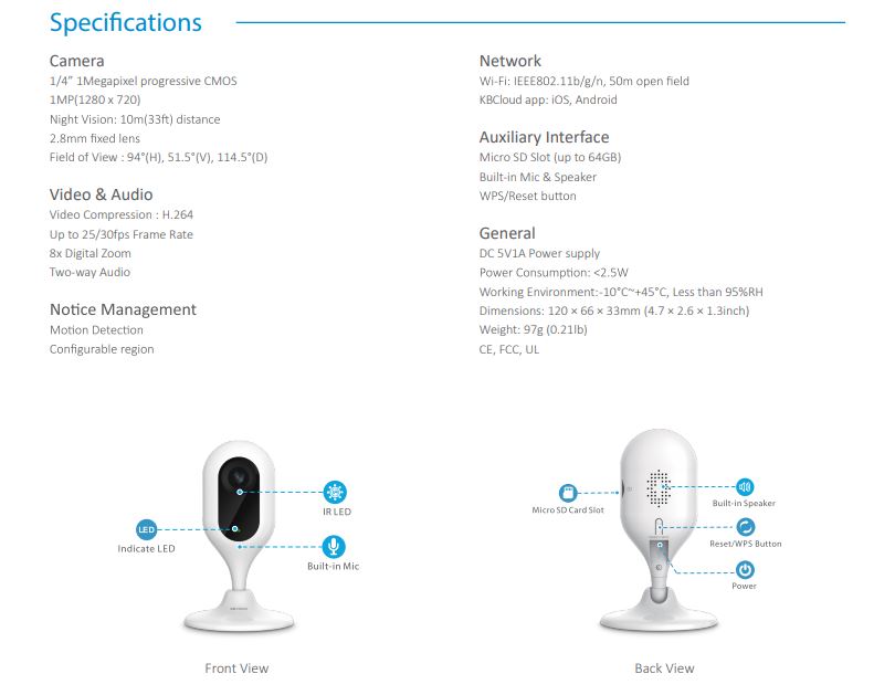 KBVision KX-H10PWN Camera Wifi KBVision