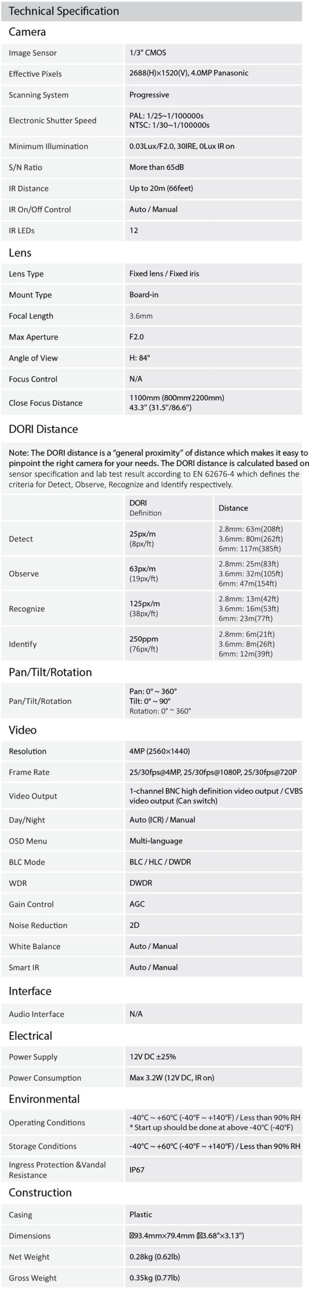 Camera KBVision KX-2K12CP 4.0MP